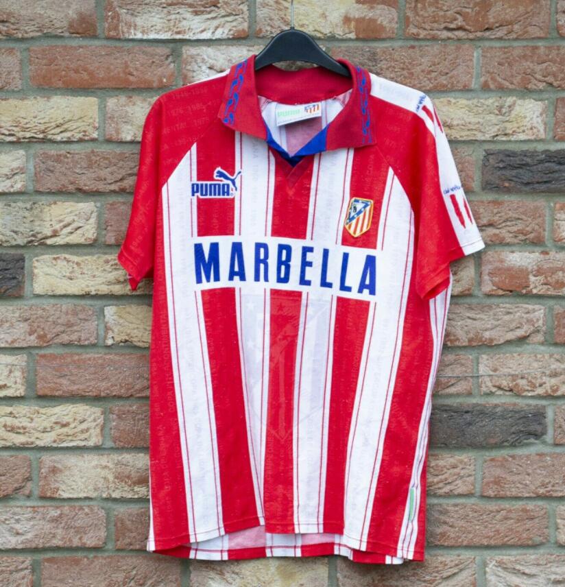 1994-95 Atletico Madrid Retro Home Kit Soccer Jersey